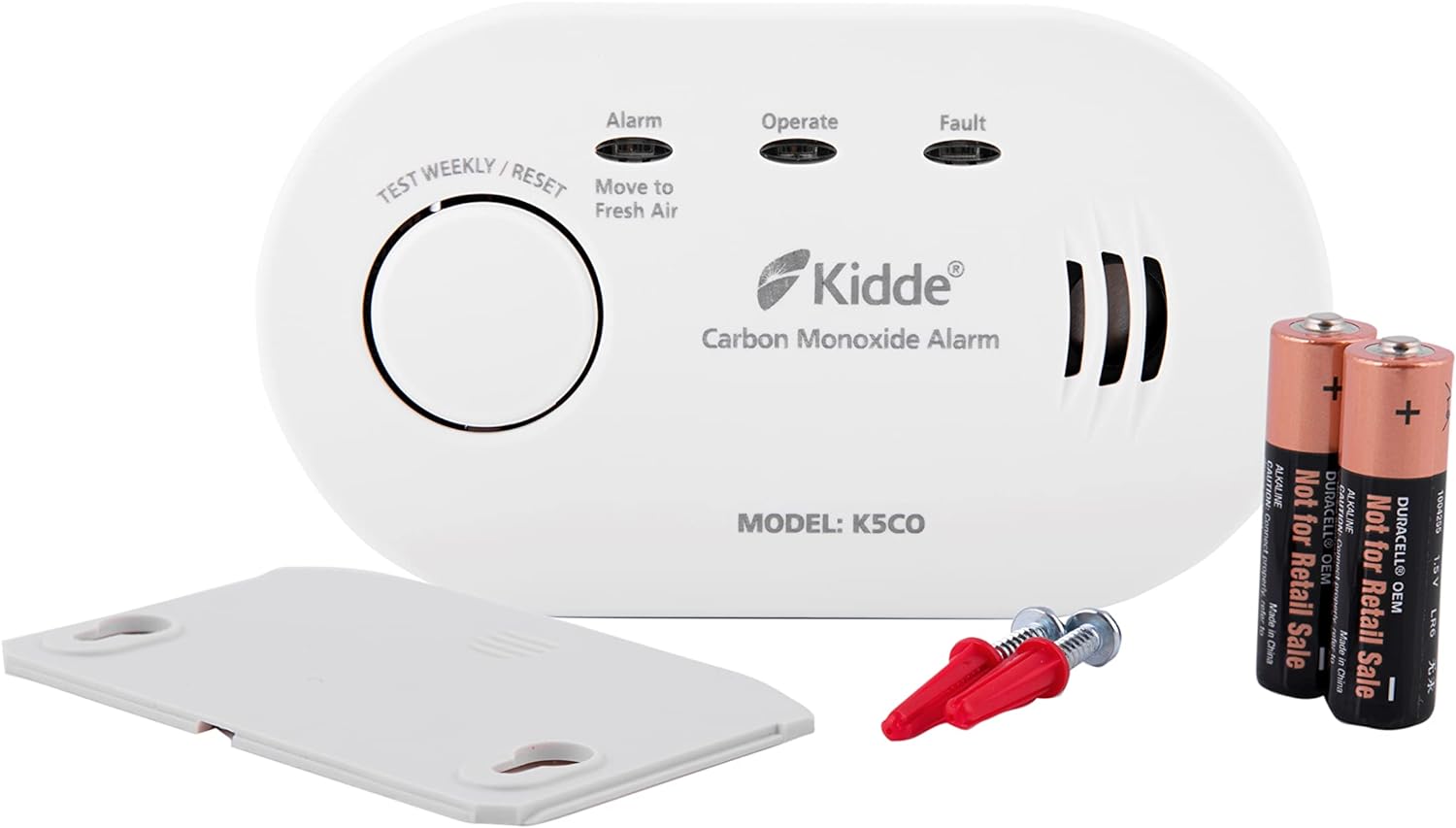 Kidde 5CO Battery Powered Carbon Monoxide Alarm 10 Year Life