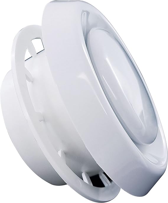 100 mm - 4 inch Air Vent Cover with Adjustable Valve White Round Ceiling Vent Diffuser Extract with Retaining Ring for Toilet Bathroom Office
