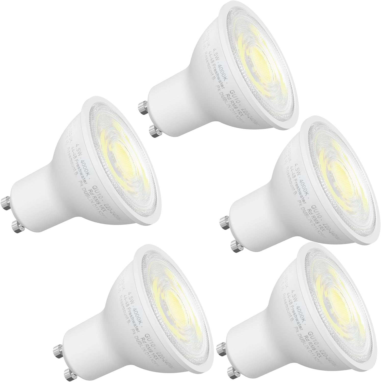 Meridian LED GU10 Lamp Light Bulb Day Light 6500K, 50W Halogen Spotlight Equivalent
